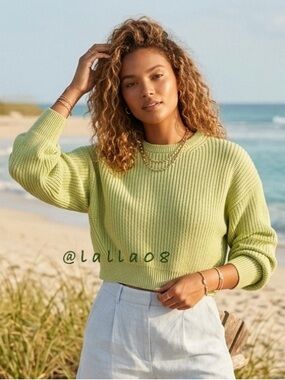 Reformation Cropped Ribbed Cotton Sweater